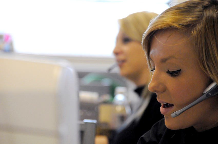 Customer service officer on a virtual pbx system