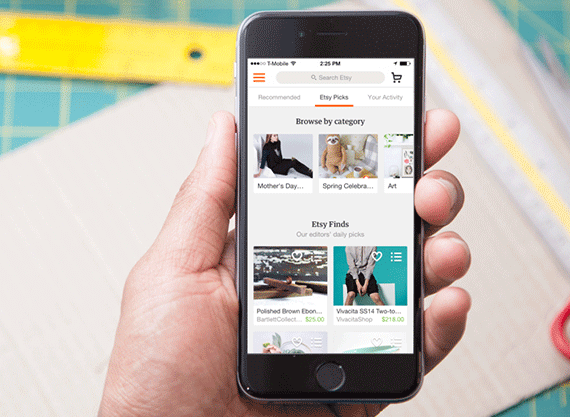 etsy on smartphone