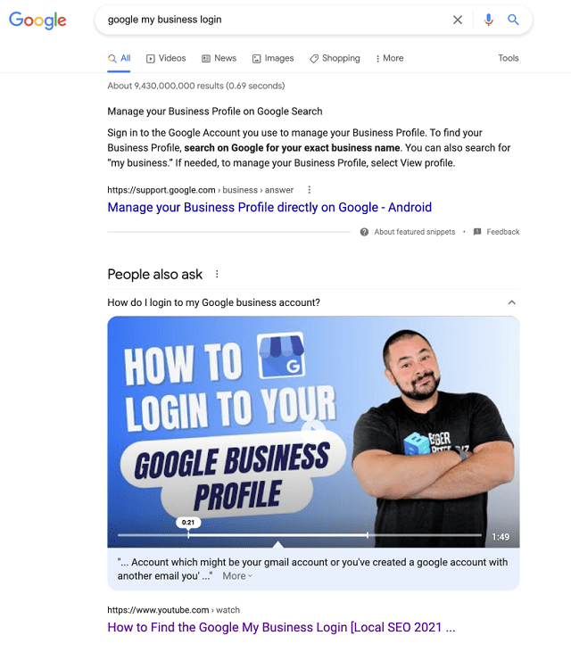 Search results for “google my business login”