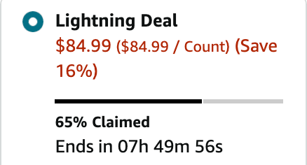 Lightning deal example on Amazon